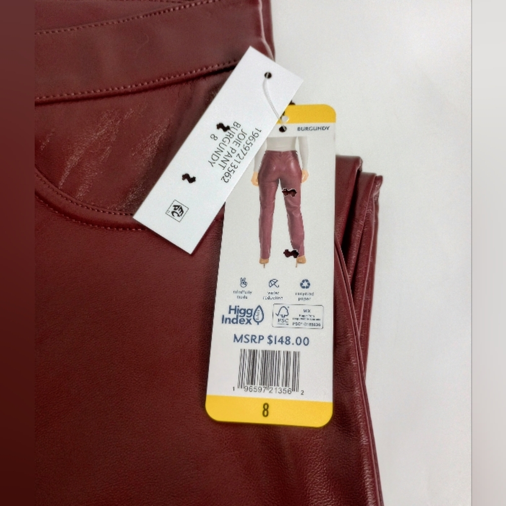 NWT Women's Joie Pant faux leather burgundy pants, size 8 - Picture 8 of 10